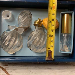 Set of vintage, Japanese, glass perfume atomizers & a small glass spray bottle